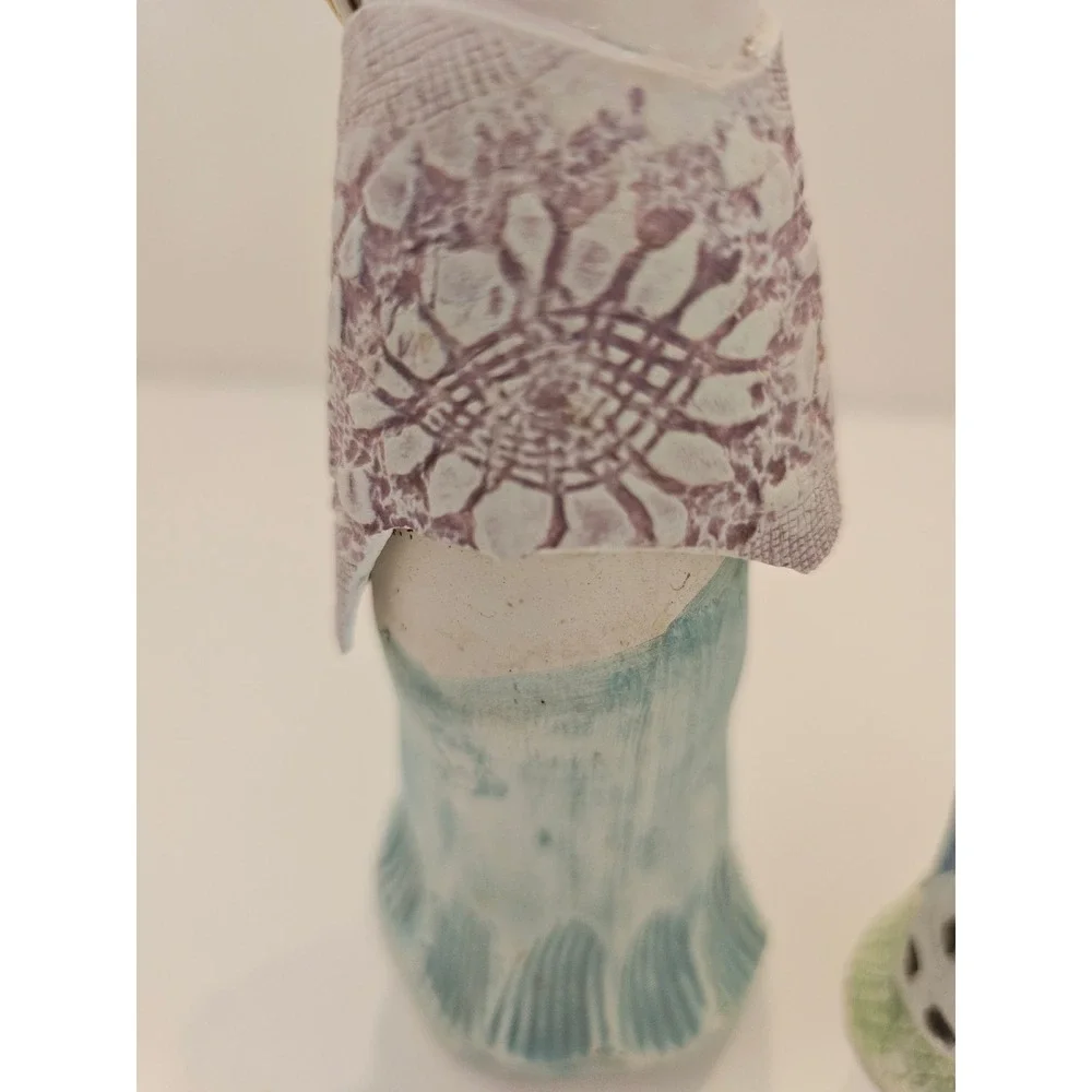 Ellen Williams Ganz Ceramic Candlestick Holders Set of 2 Whimsical Women‎ NOTE